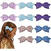 10PCS Glitter Hair Bows for Girls 4" Sparkling Hair Bow Clips Alligator Hair Barrettes for Toddlers Teens Baby Girls Birthday Wedding Holiday Party Dress Christmas Decor Accessories Gifts