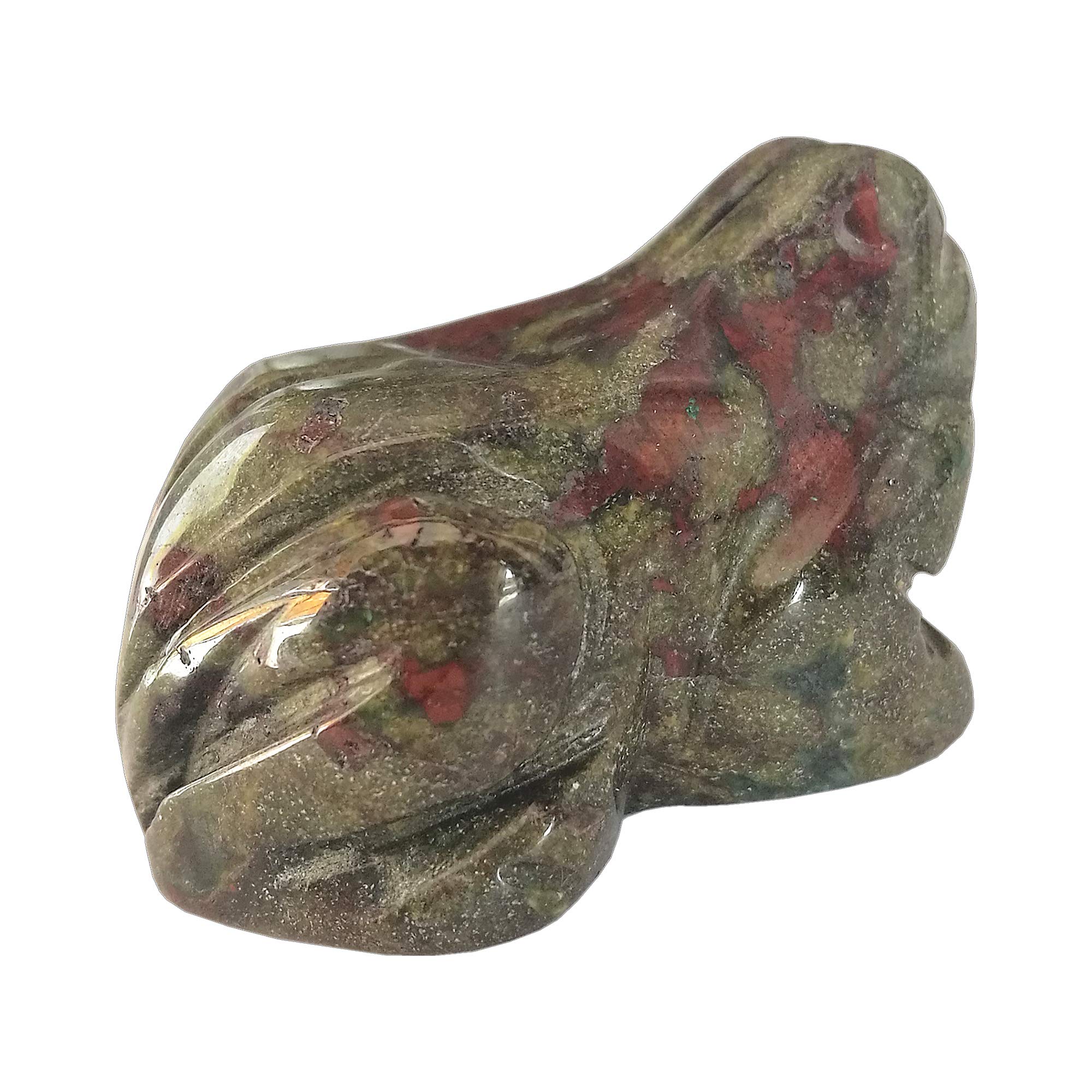Manekieko Natural Dragon Blood Jasper Frog Crystals and Healing Stone Figurines,38mm Hand Carved Pocket Animal Room Decor Gemstone
