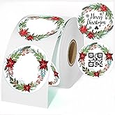 500Pcs Christmas Red Flower Holly Berry Direct Thermal Labels 2 Inch Winter Coding Stickers - Self-Adhesive Xmas Decals for Business Inventory, Address, Name Gift Tag