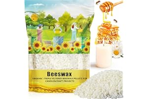 430g White Organic Natural Beeswax Pellets - CARGEN Beeswax Pastilles Pure Bulk Bees Wax Pellets for DIY Beewax Making Candle