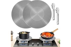 DAZZLEIMART 2 Pack Gas Stove Heat Diffuser Plate, Round Fast Defrosting Tray Aluminum Non-Stick Coating Cookware Simmering Thawing Plate Conduction Multifunctional, Flame Guard Protection Stovetop (11 inch)