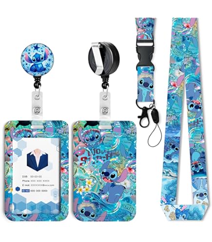 Cute Retractable Badge Reel With Clip & Key Ring - 55cm ID Card Holder For Nurses, Teachers, Office (Good Luck Design)