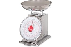 San Jamar Escali Stainless Steel Mechanical Dial Scale with Bowl, Silver