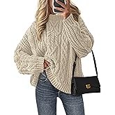 PRETTYGARDEN Women's Oversized Fall Sweaters 2026 Casual Long Sleeve Crewneck Chunky Cable Knit Pullover Tops Winter Clothes