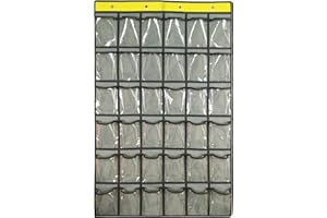 NIMES Hanging Closet Underwear Sock Jewelry Storage Over The Door Classroom Cell Phone Calculator Organizer 36 Clear Pockets (GREY)