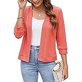 Hount Womens 3/4 Sleeve Cropped Cardigans Lightweight Casual Open Front Bolero Shrugs Sweaters