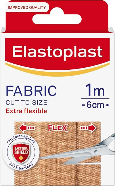 Elastoplast Fabric Cut to Size Plasters 1 m x 6 cm Flexible Water-Repellent