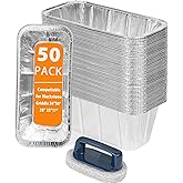 50 Pack Drip Pan Liners for Blackstone Griddle 36" 30" 28" 22" 17", a Cleaning Brush, Aluminum Disposable Grease Drip Cup Lin