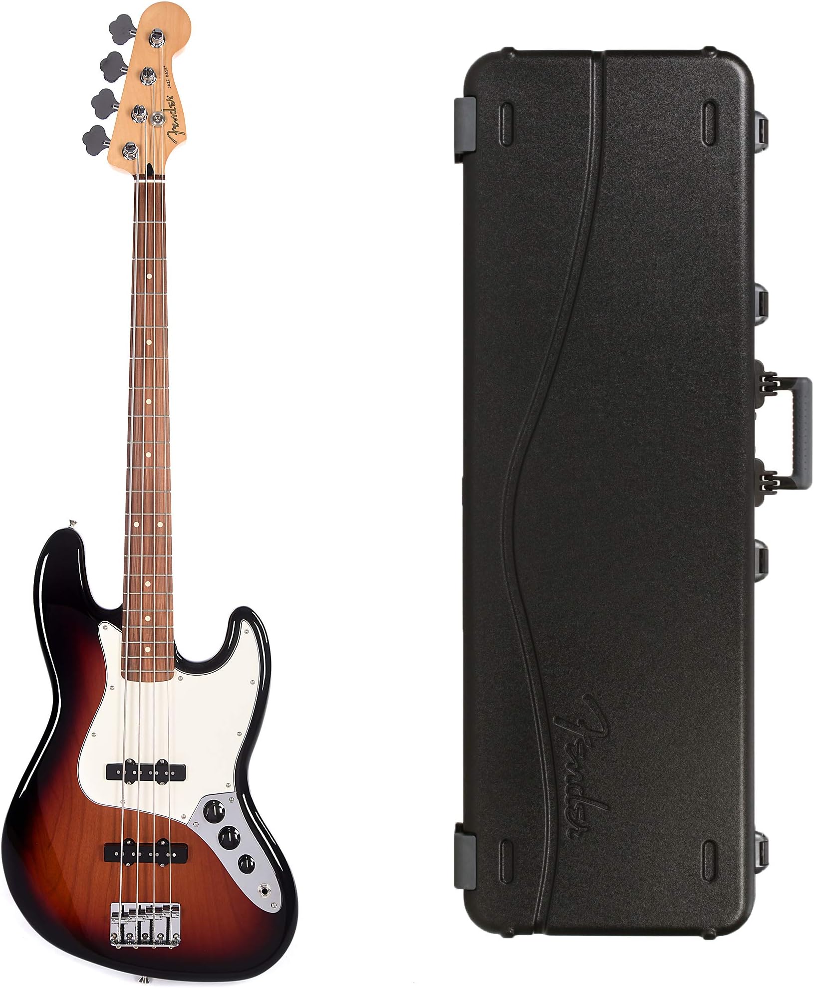 Fender Player Jazz Bass PF 3-Color Sunburst Bundle w/Fender Molded Hardshell Case