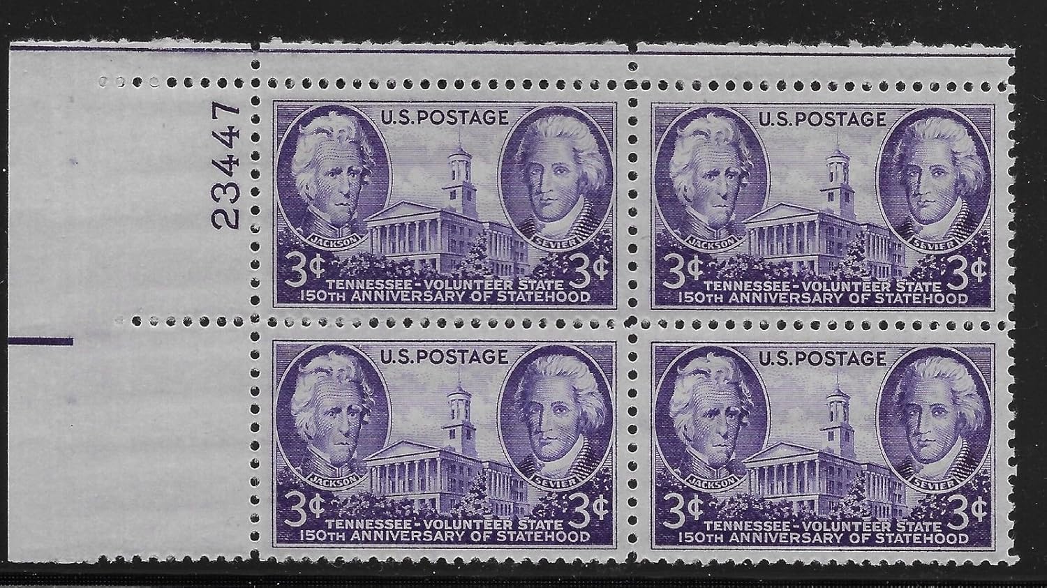 1946 3 Cent Tennessee Statehood 150th Anniversary Plate