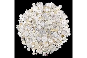 Alfykym 600-700Pcs Shell Buttons for Crafts Assorted White Button Bulk Off White Craft Buttons Assorted Size Buttons for Crafting DIY Crafts Decoration