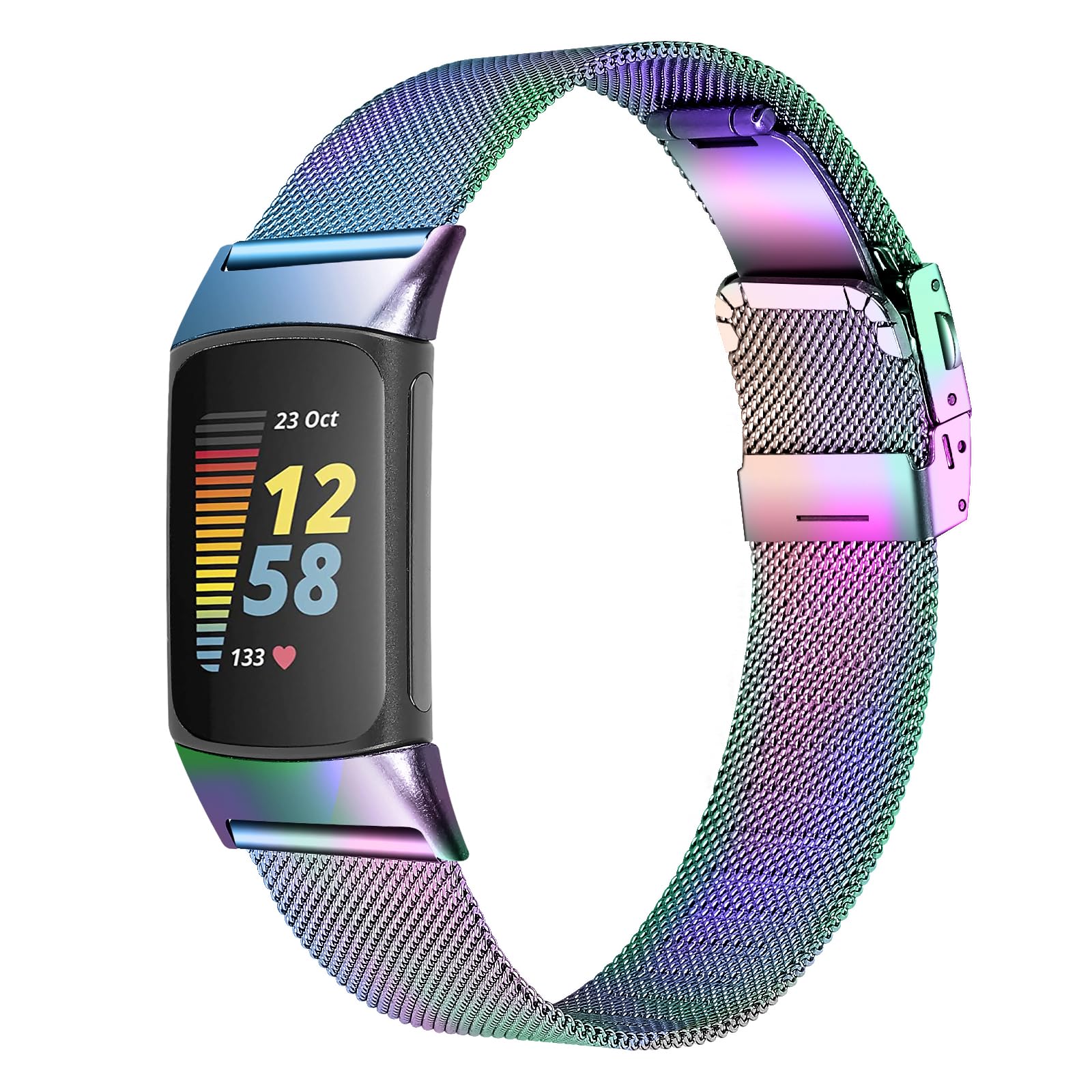 Gimuk Straps Compatible with Fitbit Charge 6/Charge 5 Strap for Women Men, Adjustable Metal Mesh Loop Stainless Steel Replacement Watch Strap Band Wristband for Charge 6/Charge 5 (Colorful)