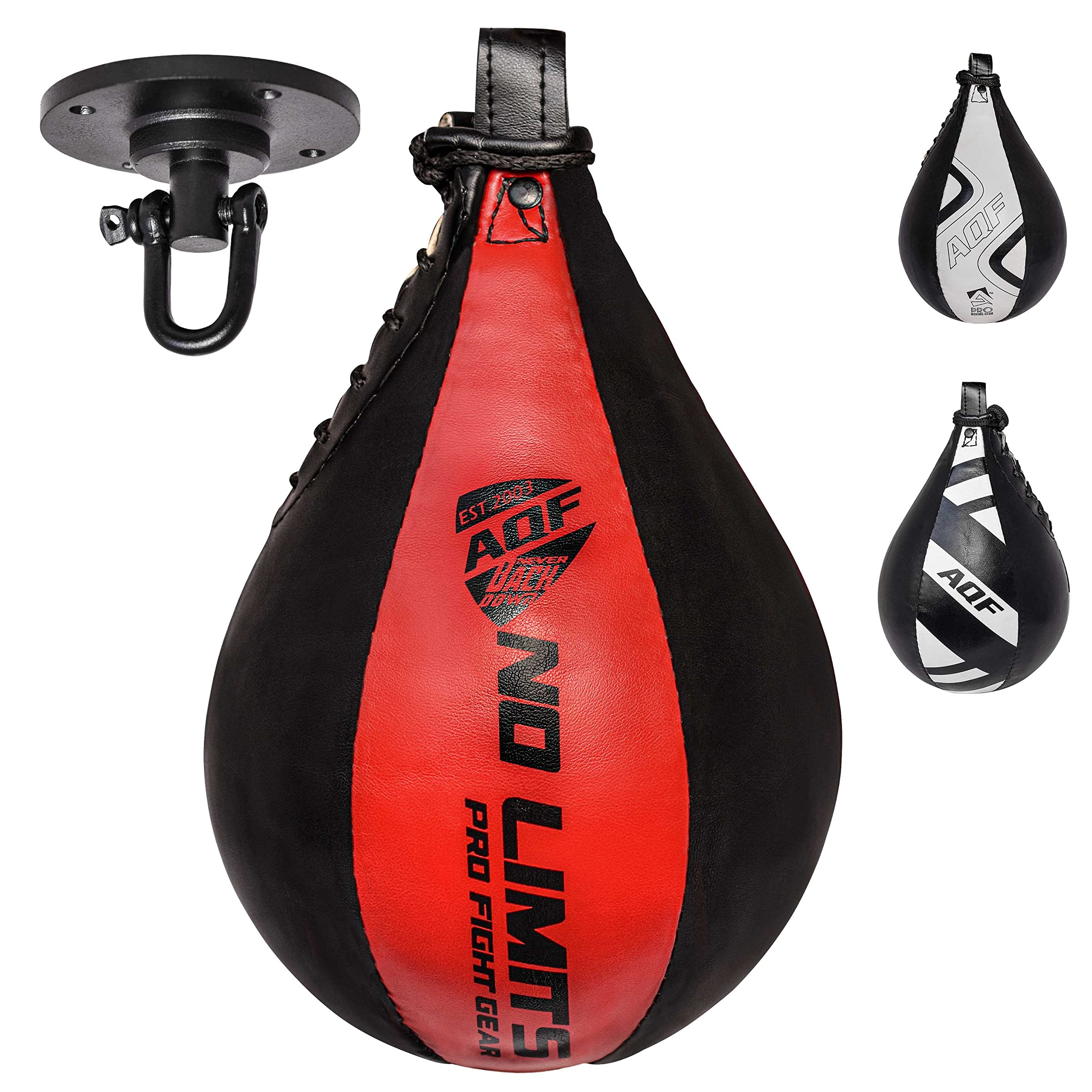 AQF Speed Bag with Swivel Set – Heavy Duty Boxing Ball, Leather Speed Ball for Martial Arts - Home Gym Punching Bag - MMA Muay Thai Training Striking Mount Kit for Fitness & Sports Workout