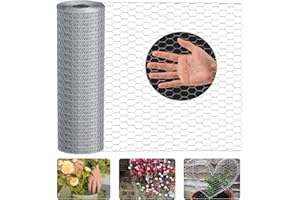 Lienffy Chicken Wire for Floral Arrangements, Garden Poultry Netting 12 × 360 Inch Hot dip Galvanized 0.75in Hole Size Hexagonal Wire Garden Fence for Chicken Coop Barrier Rabbit Cage,Silver