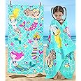 VOOVA & MOVAS Mermaid Beach Towel for Toddler, 28"X54",330GSM, Large Soft Absorbent Cotton Pool Towels for Toddler,Ideal for Swim, Surf, Beach, Bathroom and Camping