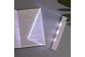 Iseuj Home Flat Book Lights for Reading at Night in Bed Clear LED Book Page Light Bookmark Light for Reading Illuminator Panel Plate Lamp Board Wireless (White)