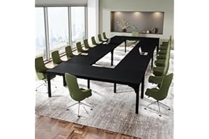 TRGGIVS 19FT Conference Table, Super Sturdy Large Rectangle Meeting Seminar Table for 22 Person, Long Business Tables, 6 Pcs Black