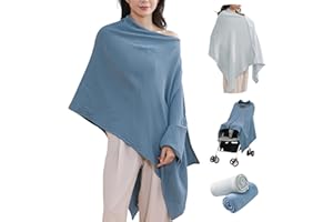 TADO MUSLIN 2-Pack Nursing Covers for Breastfeeding, 100% Organic Cotton Muslin Breastfeeding Cover, Multi-Use Nursing Scarf, Car Seat Canopy, Stroller Cover, Soft Breathable Baby Blanket Grey