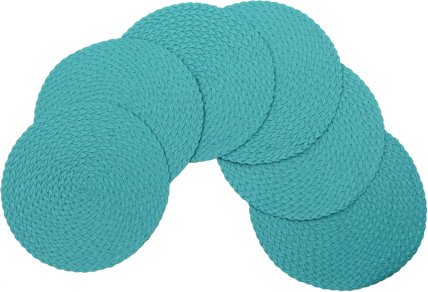 V Daisy Woven Braided Table Placemats 15 Inches Round Set