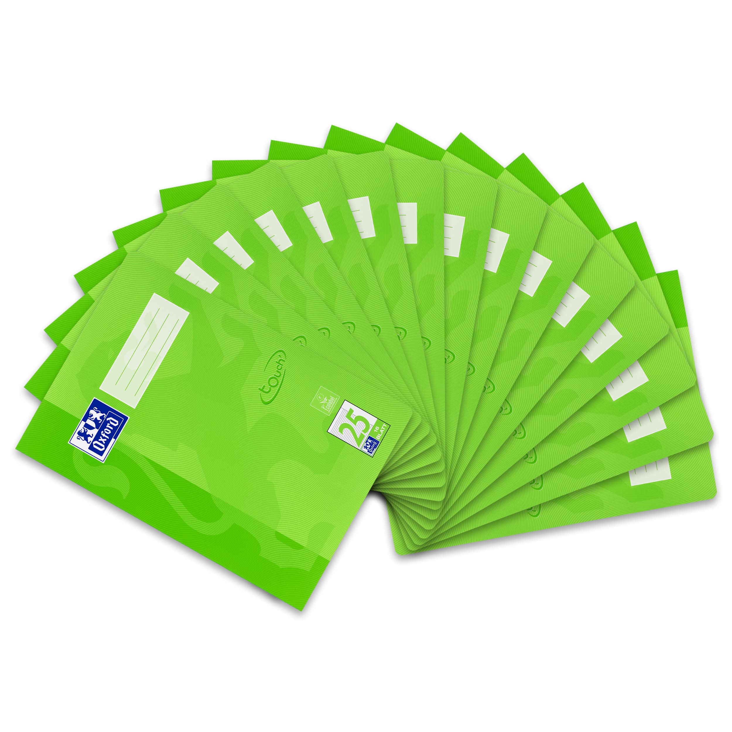 Oxford Touch Exercise Book A4 Lined 16 Sheets, Grass Green, Pack of 15