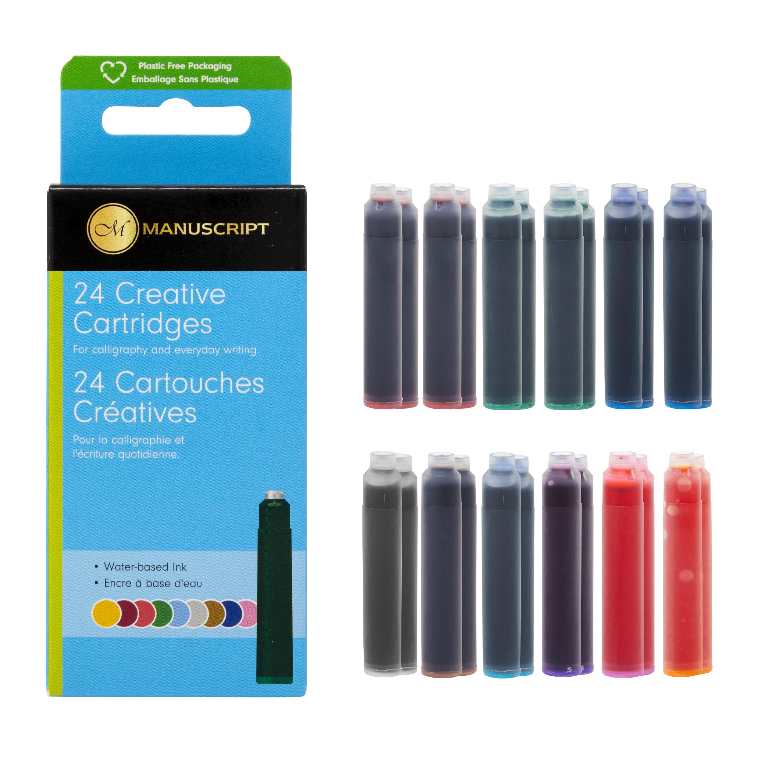 Manuscript Creative Cartridges - Pk 24 - for Caligraphy & Fountain Pen