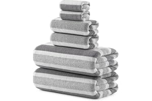 REDKISS Ultra Soft Bath Towel Set 6-Piece 35"x70" | 100% Microfiber, Highly Absorbent, Quick Dry | Gray Towels for Bathroom, Spa, Gym | 2 Bath, 2 Hand, 2 Washcloths