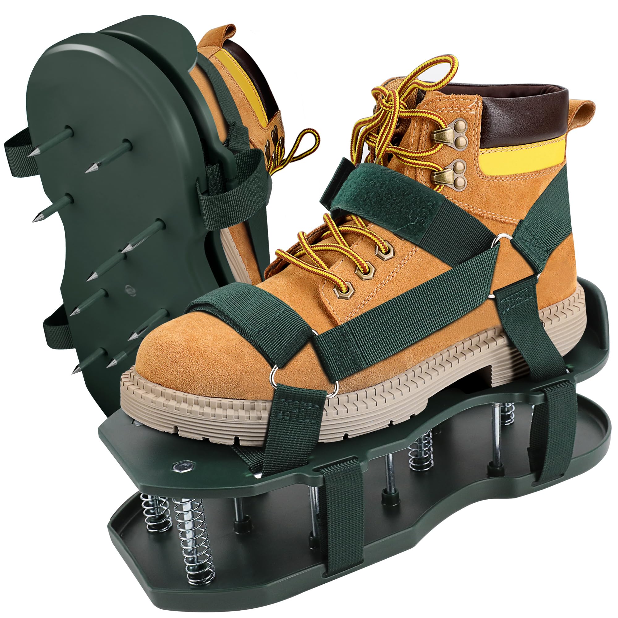 Photo 1 of Lawn Aerator Shoes with Spring Base–Free-Installation,Lawn Aerator Tool with Automatic Leaf and Dirt Cleaning,Heavy-Duty Spike Shoes for Lawn Care,Adjustable Laces–Perfect for Lawn and Yard!?Green?