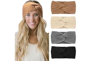 DRESHOW Knit Crochet Headband for Women Ear Warmer Soft Turban Stretch Headbands Warmer Winter Running Fashion Head Wrap Wint