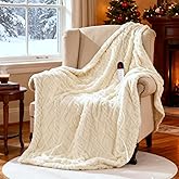 SnugLife Heated Blanket Electric Throw,50" x 60" Fast Heating Electric Blanket with 6 Heat Levels & 4 Hours Auto-Off,Ultra Coza & Warm Heated Throw with ETL Certification,Over-Heat Protection(White)