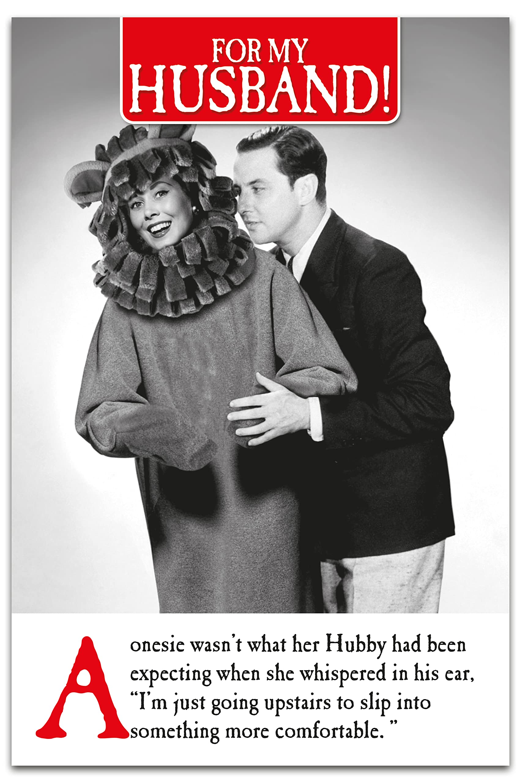 Emotional Rescue Husband Valentine's Day Card, A Onesie Wasn't What her Husband had Been Expecting… Valentines Day Card, Black & White