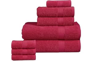 BolBom*S 8 Piece Towel Set-Ultra Soft 100% Pure Cotton, 2 Large Bath Towels 28 x 56,2 Hand Towels for Bathroom16x26, 4 Wash Cloths 12x12, Bath Towels Ideal for Everyday Use, Hotel & Spa-Garnet