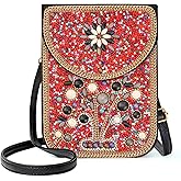 Ayuoejik Small Beaded Crossbody Bag for Women, Boho Cell Phone Shoulder Purse Wallet with Handcrafted Colorful Beads