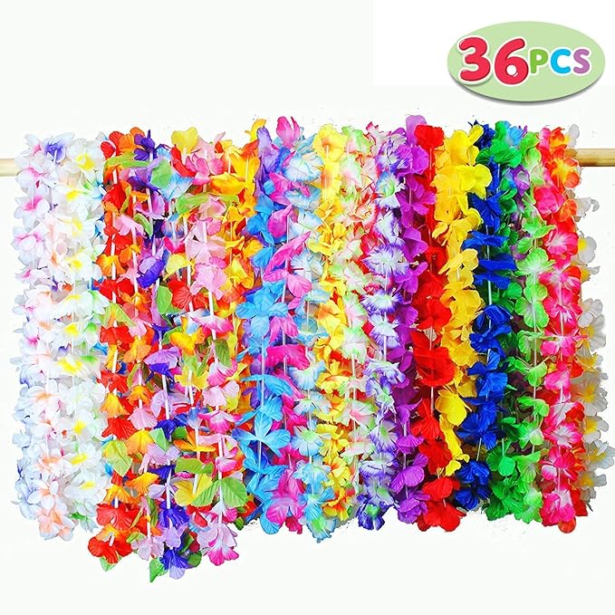 JOYIN Toy 36 Counts Hawaii Blumenketten Hawaiikette Halskette Tropischen Hawaiianischen Luau Blumen Lei für Kleid, Party Favo
