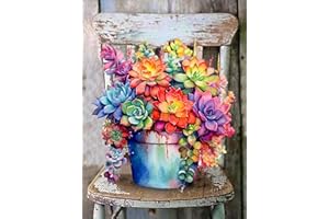 Benjenes Diamond Painting Kits for Adults,Beginners-Succulents Plant Diamond Art Kits for Adults,Flower Gem Art Kits for Adults for Gift Home Wall Decor Gifts (12x16inch)