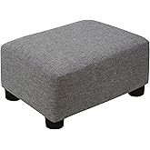 CAROLMADE Small Foot Stool Ottoman 15.4" Footstool with Legs Foot Rest for Living Room Bedroom and Office,Linen-Grey
