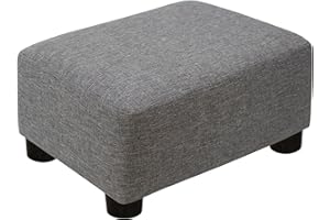 CAROLMADE Small Foot Stool Ottoman 15.4" Footstool with Legs Foot Rest for Living Room Bedroom and Office,Linen-Grey