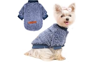 DAFUEN Dog Sweaters for Small Dogs Girl Boy Winter Puppy Sweater Clothes Fleece Warm Pet Outfit for Chihuahua Yorkie Teacup Cute Plain Cold Weather Dog Coat Cat Apparel Clothing (Small, F-Blue)