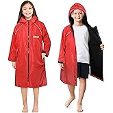 SUN CUBE Swim Parka Boy Girl, Unisex Kids Hooded Changing Robe with Warm Fleece Lining for Swimming, Surfing, Water Sports