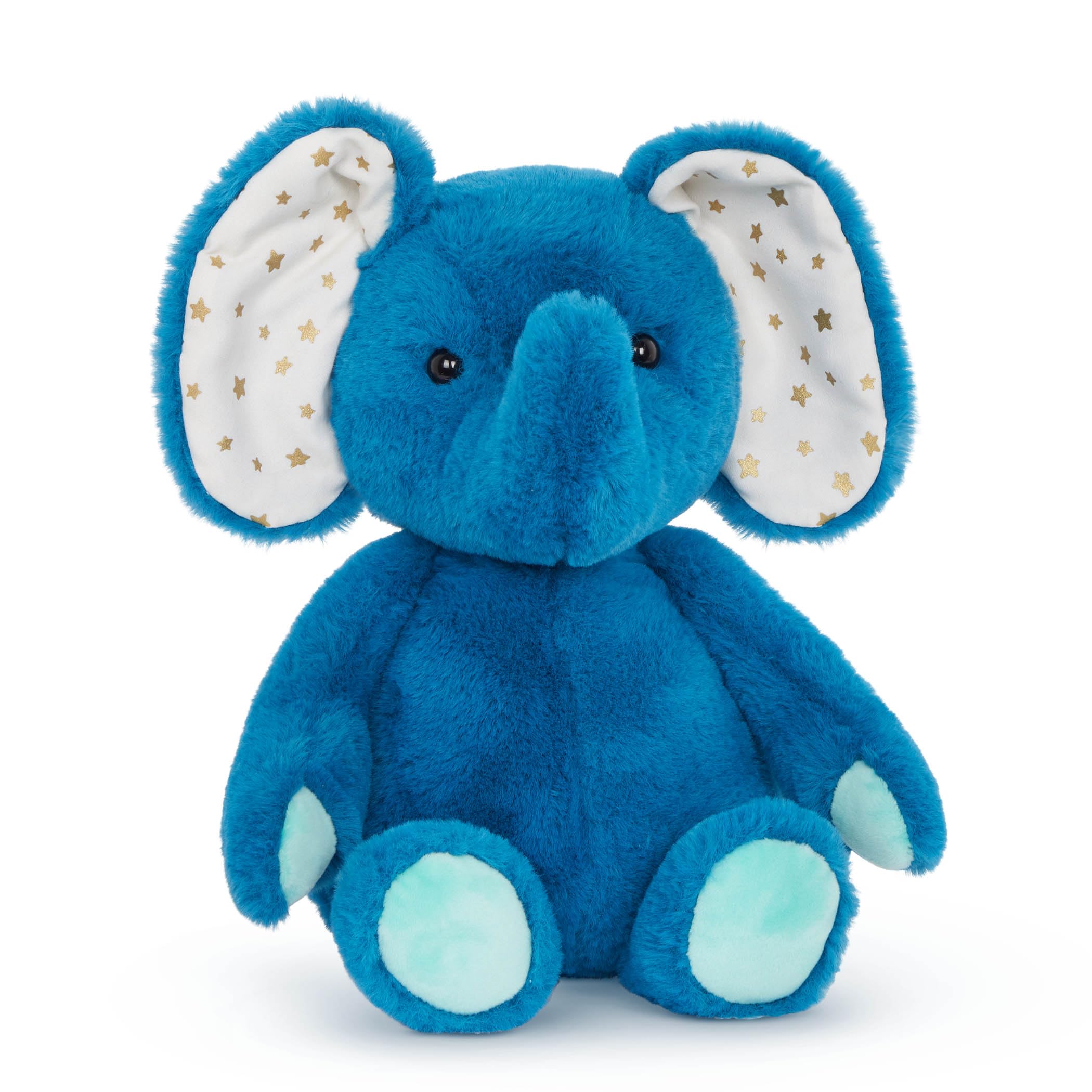 B. toys – Baby Elephant Stuffed Animal – 12-Inch Soft Plush Toy with Machine Washable Blue Fabric – Cuddly Companion with Patterned Ears for Bedtime, Playtime & Travel – Safe for Infants & Toddlers