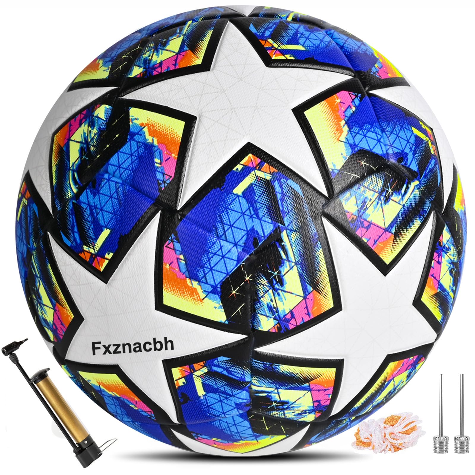 Fxznacbh Fussball Ball Fußball Fans Artikel Fussball-Liebhaber Geburtstag Geschenk Regelmäßige größe 5 Football mit Pumpe,Blau und Weiß