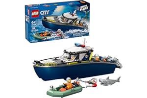 LEGO City Police Boat Chase Building Toy for Kids - Pretend Play Set for Boys & Girls, Ages 6+ - Building Blocks W/ 2 Floatin