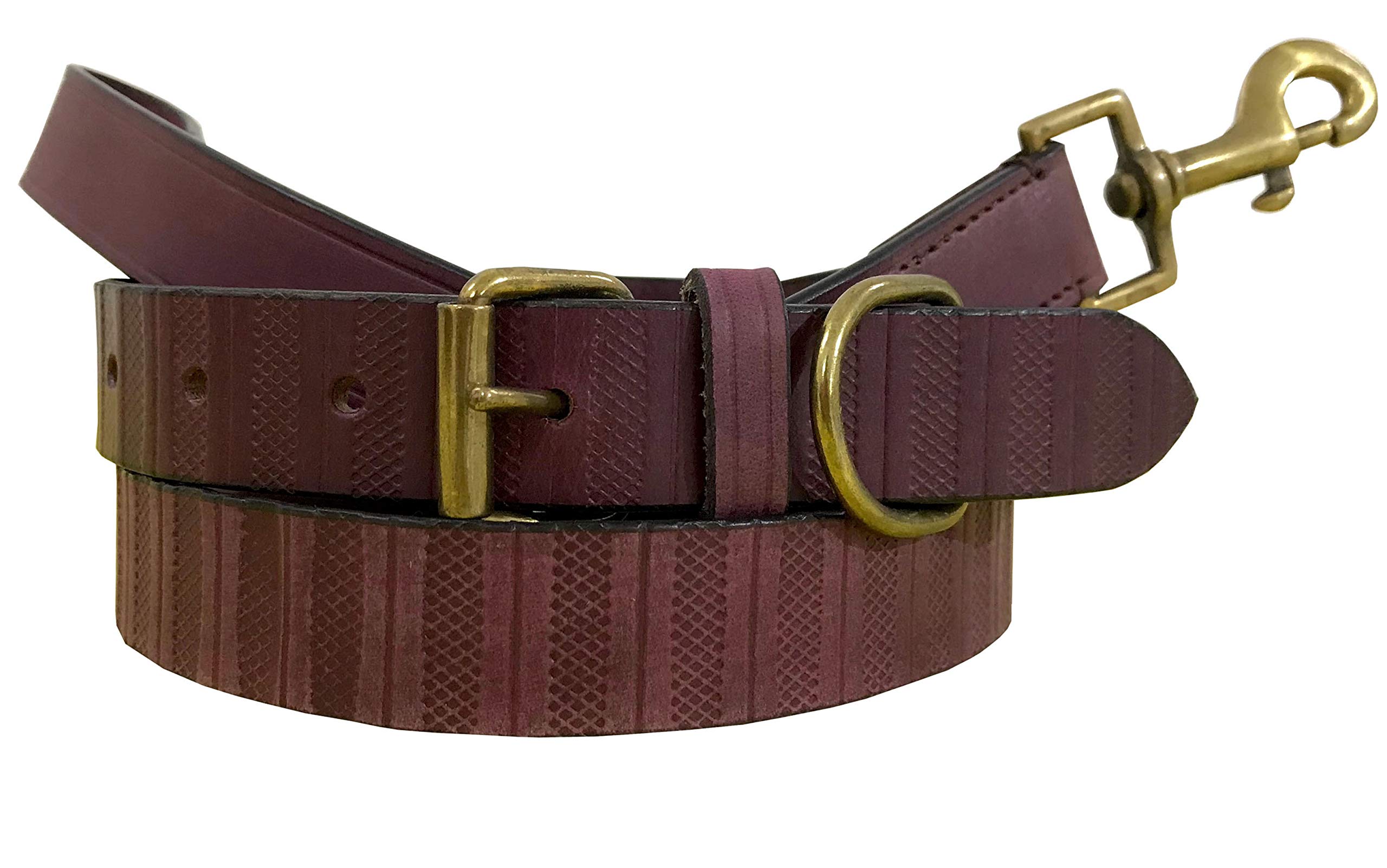 BRADLEY CROMPTON Genuine Leather Matching Pair Dog Collar and Lead Set S