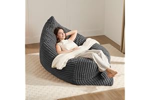 GERICCO 3-in-1 Giant Bean Bag Chair for Adults & Kid, Convertible Floor Sofa to Mattress, High-Density Foam Bean Bag Bed with Washable Cover, Multi Functional Lounge Couch for Bedroom, Living Room (Dark Grey)