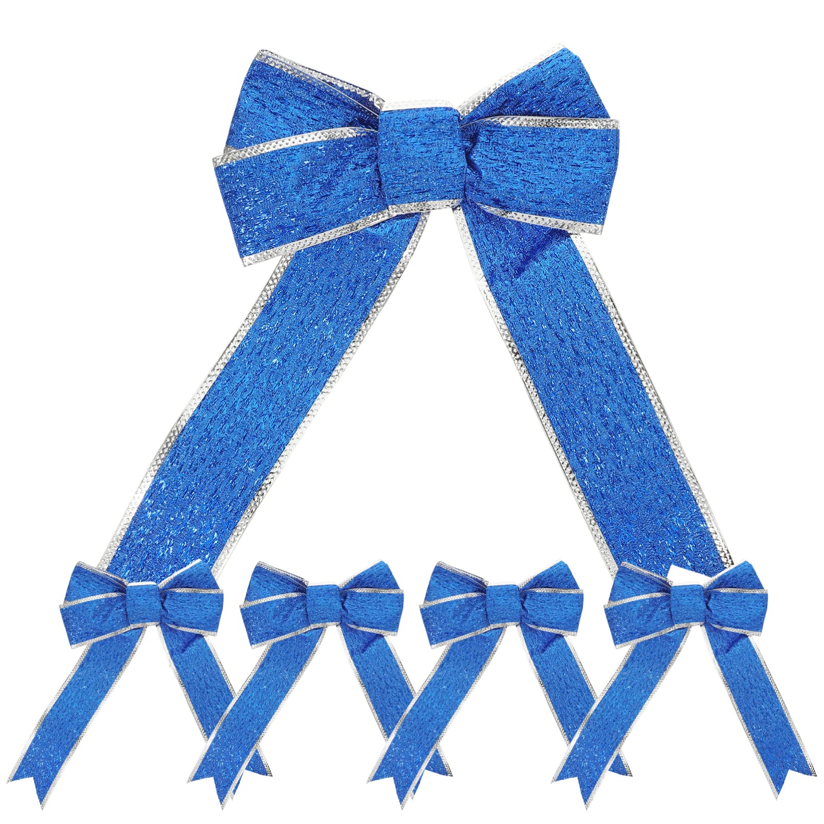 SUPVOX 5pcs Christmas Tree Bows Wrap Bows Pendant Ornaments for Christmas Tree Presents House Decoration(Blue)