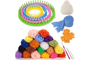 VGOODALL 27PCS Round Knitting Loom Set, Circular Loom Set with Hook Needles 20 Skeins Yarn Knitting Supplies for Beginners Hat Scarf Shawl Sweater Sock