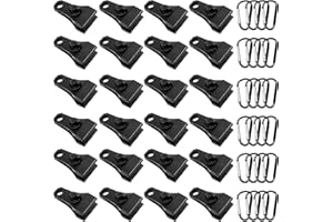 Upgrade Large Tarp Clips Heavy Duty Lock Grip -Total 48 PCs Tarp Clamps Thumb Screw Tent Fasteners Clips with Carabiner for C