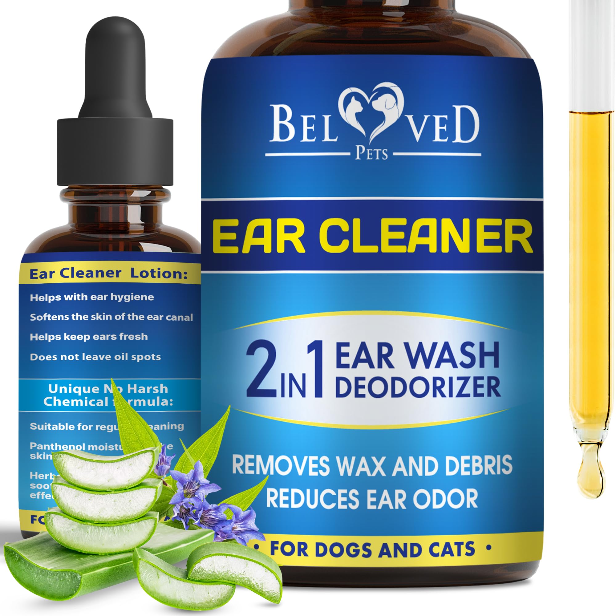 Cliny Ear Cleaner for Dogs and Cats - New Formula Ear Solution Drops - Otic Infection Treatment for Pets - Wax Remover & Odor Control for Pets