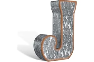 CraftyCrocodile 7" Galvanized Metal Letters for Wall Decor - 3D Letter J for Hanging & Freestanding - Unique Blend of Rustic, Vintage, Western, Industrial Styles
