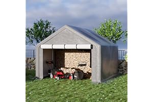 WTRAVEL 10x10 ft Outdoor Storage Shelter with Zipper Door, Portable Garages Shelters, Waterproof and UV Resistant Carport Shed for Bicycle, Motorcycle ATV, Lawn Mowers (10x10 FT)