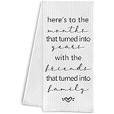 Qpenm Friendship Quote Kitchen Towels, Friendship Gifts for Women Men Friends, Bestie BFF Gifts, Best Friend Birthday Gifts for Women Men, Here's to The Months That Turned Into Years, 16x24 Inch